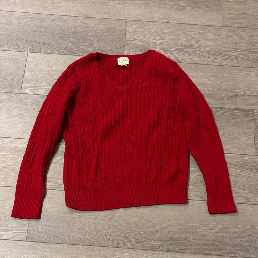 NWOT St. John's Bay Red V-Neck Sweater